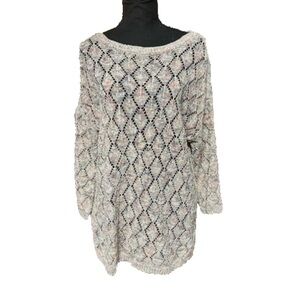 J. Jill Crochet Top Sweater Plus Size Medium Diamond Open Knit